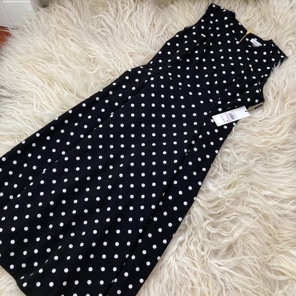 Calvin Klein Polka-Dot Fit & Flare Dress - Picture 3 of 9